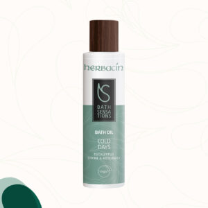 Herbacin Bath Sensations Badeöl mit Thymian, Eukalyptus, Rosmarin und Wiehrauch sowie Macadamiaöl und Süßmandelöl in der 200 ml Flasche