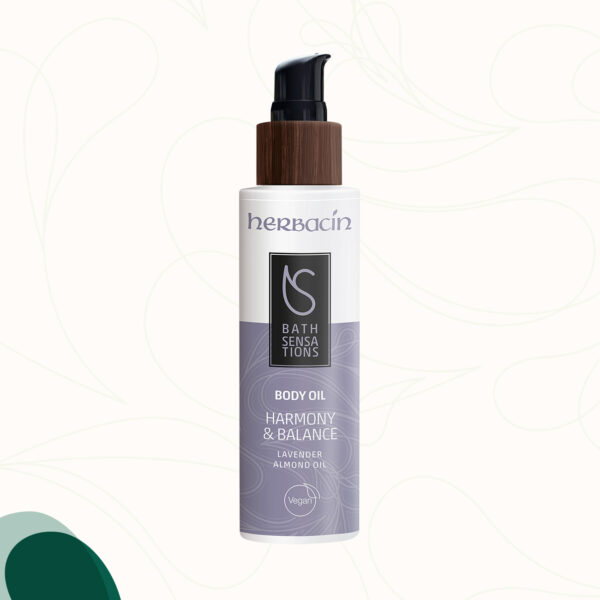 Herbacin Bath Sensations Körperöl mit Lavendel, Thymian, Süßmandelöl und Macadamiaöl im 75 ml Spender