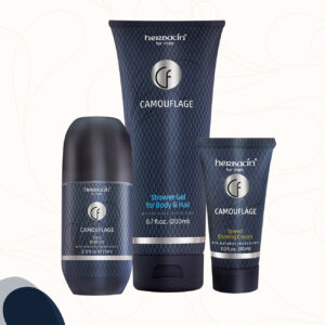 Das Herbacin for men Camouflage Bestseller-Set besteht aus einer 200 ml Tube unseres Camouflage-Duschgels, einem 75 ml Deo-Roll On und einer 30 ml Tube der Herbacin for men Camouflage Speed Shaving Cream zum Sonderpreis.