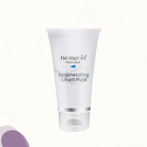 Die Herbacin Regenerating Cream Mask in der 75 ml Tube ist eine Gesichtsmaske zur Unterstützung der Hautregeneration mit Sheabutter, Süßmandelöl, Macadamianussöl, Arganöl, Hyaluronsäure, Extrakten der Weißen Lupine und reifer Melone, Carnosin und Same der Mattenbohne