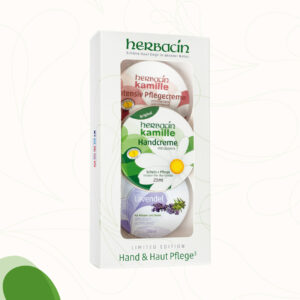 Herbacin Hand & Haut Pflege Geschenkset mit Herbacin Handcreme original, Herbacin Intensiv Pflegecreme und der Herbacin Wellness Handcreme Lavendel in der handlichen 20 ml Dose