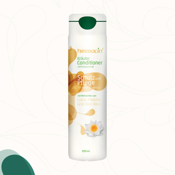 Natürlicher Kräuterconditioner für Glanz und Kämmbarkeit mit Lotus, Melone, Aloe Vera und Argan-Öl - ohne Silikon. In der 200 ml Flasche