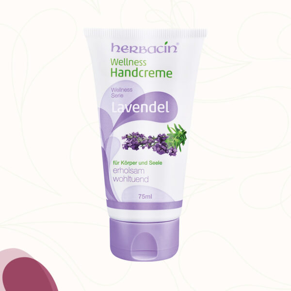 Herbacin Wellness Handcreme mit 3-fach Wirkkomplex aus pflanzlichen Glycerin, Allantoin, Panthenol sowie verwöhnendem Lavendel-Duft in der 75 ml Tube