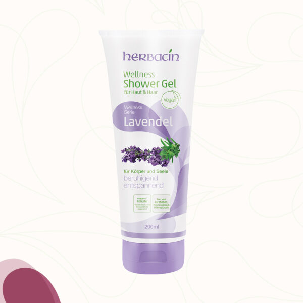 Herbacin Wellness Duschgel mit entspannendem Lavendel-Duft und milder Pflegeformel mit sanften Zuckertensiden in der 200 ml Tube