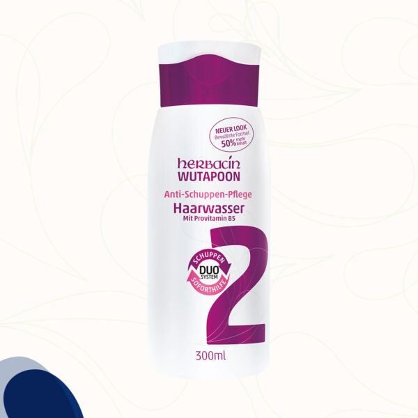 Herbacin Wutapoon Anti-Schuppen Haarwasser mit Pirocton-Olamin, Salicylsäure, Panthenol, Allantoin und kühlendem Menthol in der 300 ml Flasche