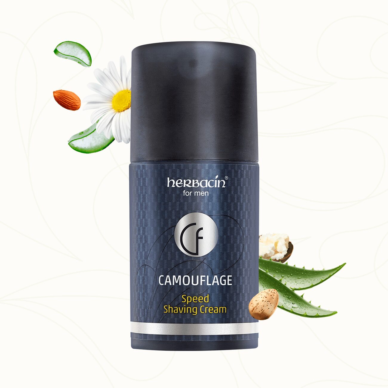Herbacin for Men Camouflage Speed Shaving Cream mit natürlichen Extrakten für eine schnelle und sanfte Rasur