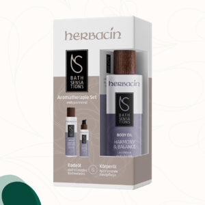Herbacin Bath Sensations Aroma-Therapie-Set bestehend aus Badeöl und Körperöl mit ätherischen Ölen von Lotus, Lavendel und Thymian sowie pflegendem Süßmandelöl, Avocadoöl und Macadamiaöl